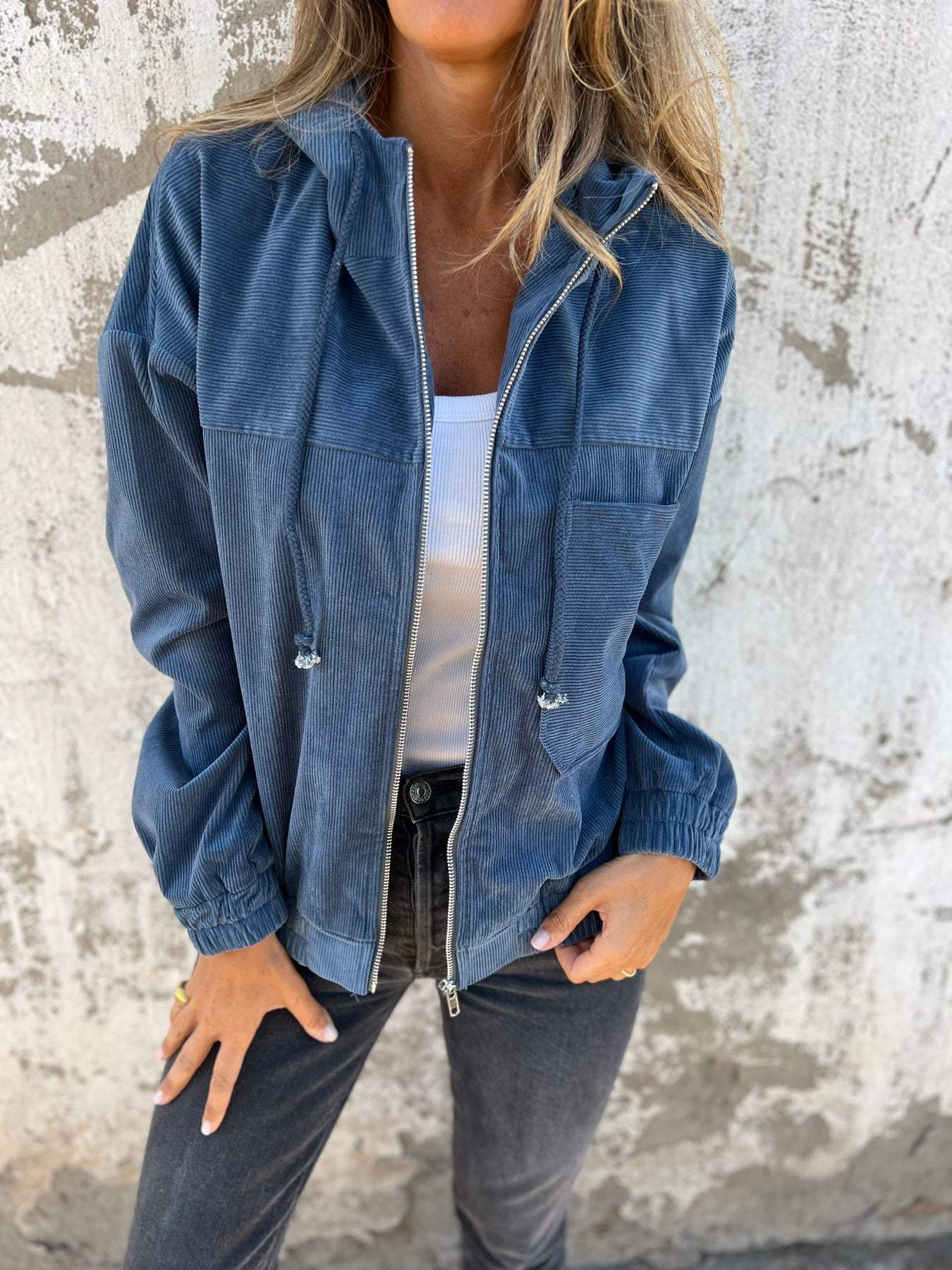 Harper | Women's Hooded Jacket | Corduroy Zip-Up · PNY