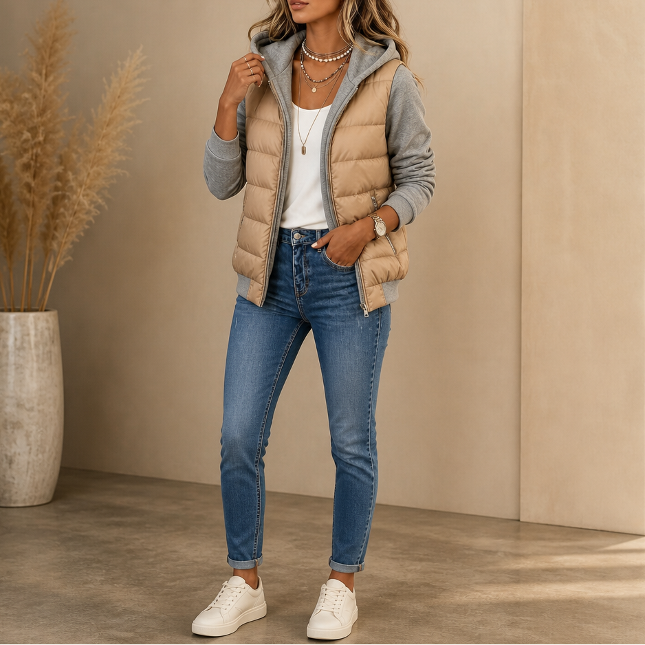 Harper | Women's Hooded Puffer Jacket | Knit Sleeves · PNY