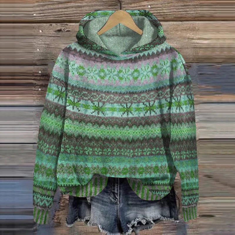 Harper | Women's Hooded Sweater | Fair Isle · PNY