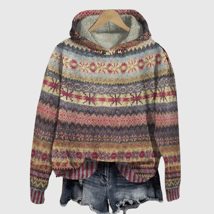 Harper | Women's Hooded Sweater | Fair Isle · PNY