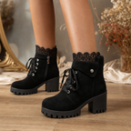 Harper | Women's Lace-Up Boots | Lace Trim · PNY
