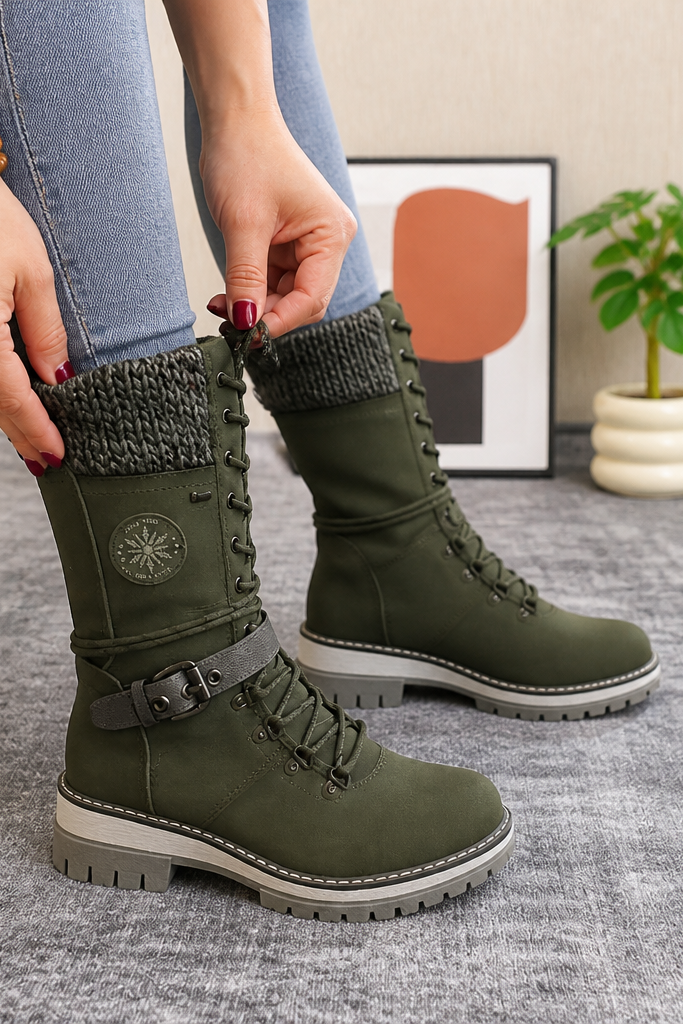 Harper | Women's Lace-Up Combat Boots | Side Zip · PNY