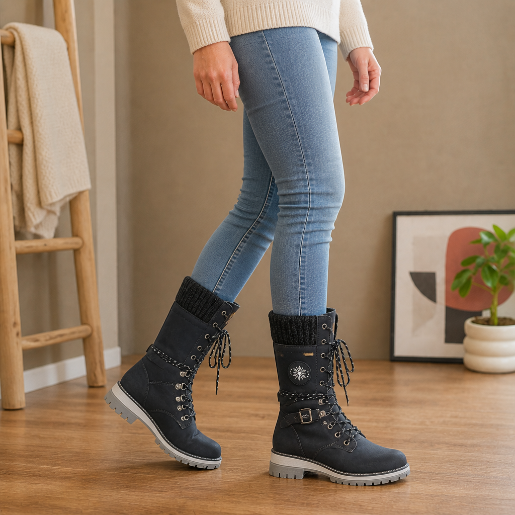 Harper | Women's Lace-Up Combat Boots | Side Zip · PNY