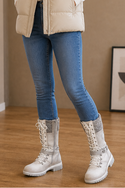 Harper | Women's Lace-Up Combat Boots | Side Zip · PNY