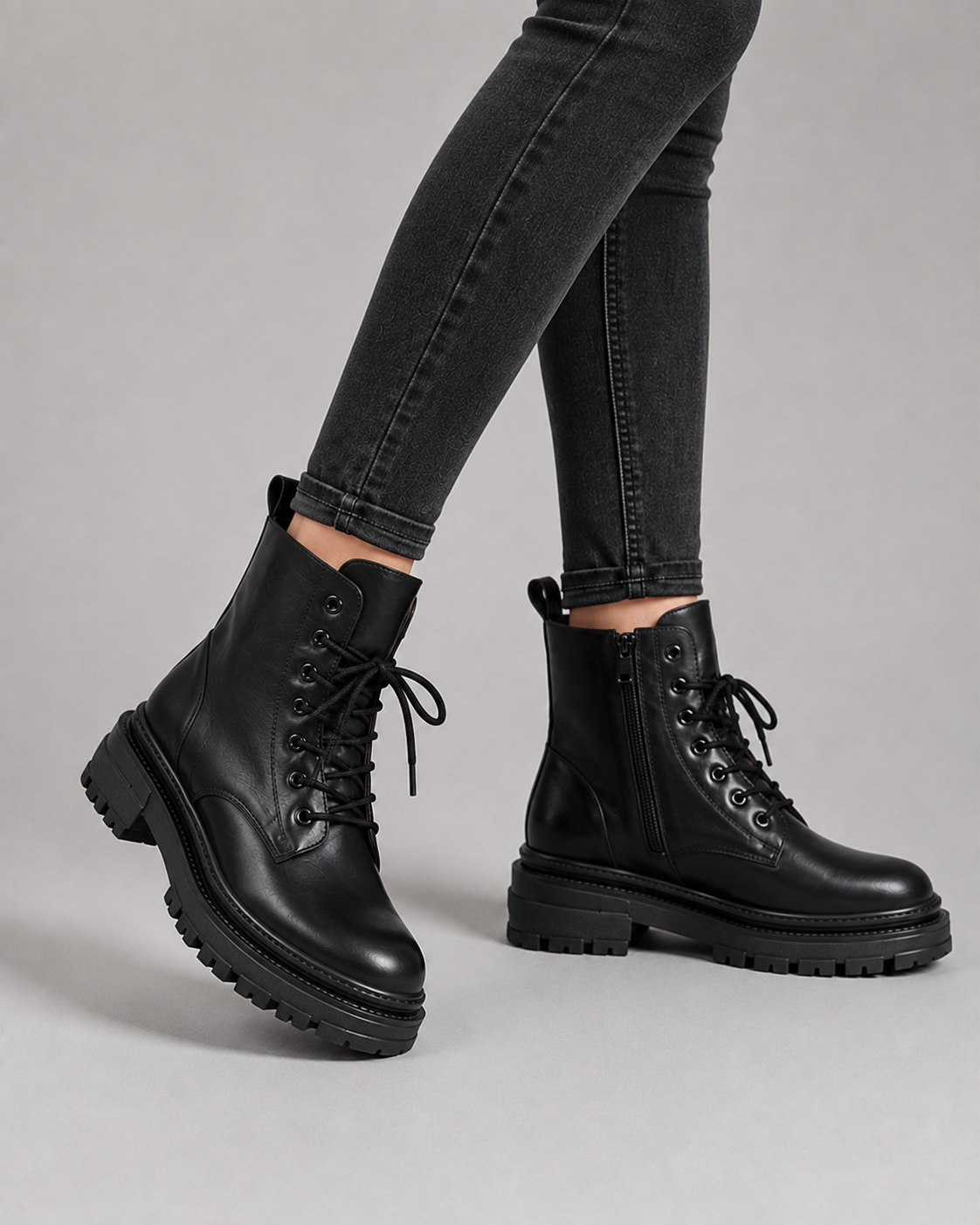 Harper | Women's Lace-Up Combat Boots | Side Zip · PNY