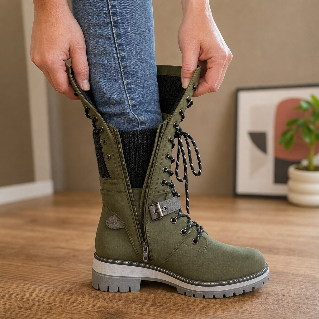 Harper | Women's Lace-Up Combat Boots | Side Zip · PNY