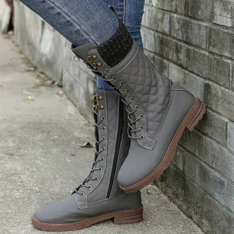 Harper | Women's Lace-Up Mid-Calf Boots | Side Zip · PNY