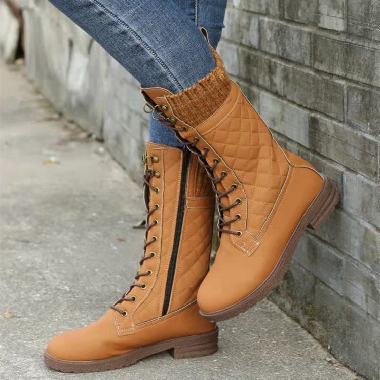 Harper | Women's Lace-Up Mid-Calf Boots | Side Zip · PNY