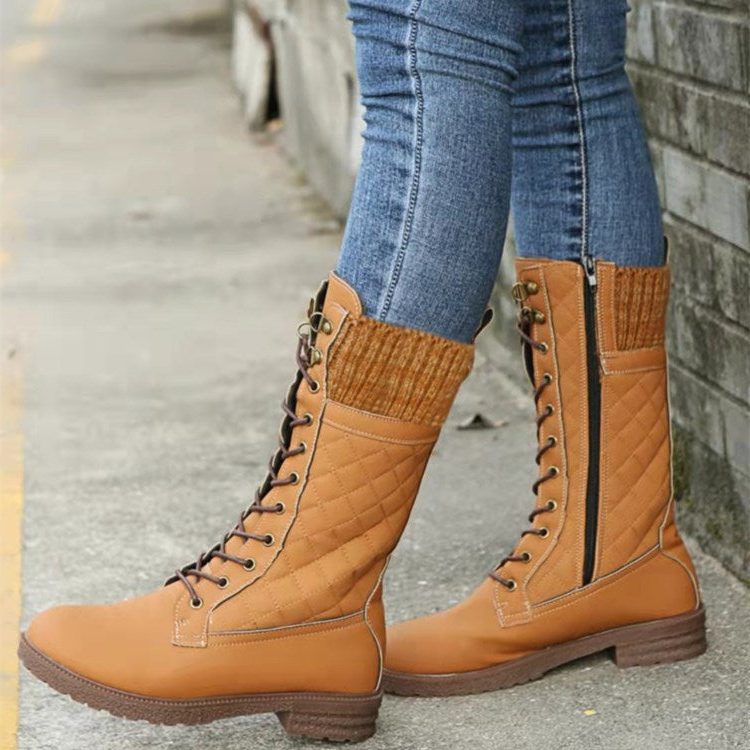 Harper | Women's Lace-Up Mid-Calf Boots | Side Zip · PNY