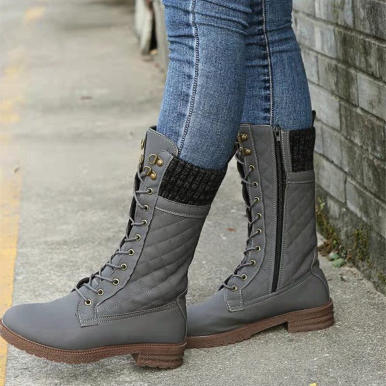 Harper | Women's Lace-Up Mid-Calf Boots | Side Zip · PNY