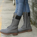 Harper | Women's Lace-Up Mid-Calf Boots | Side Zip