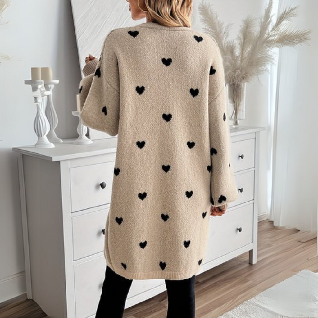 Harper | Women's Longline Cardigan | Heart Print · PNY