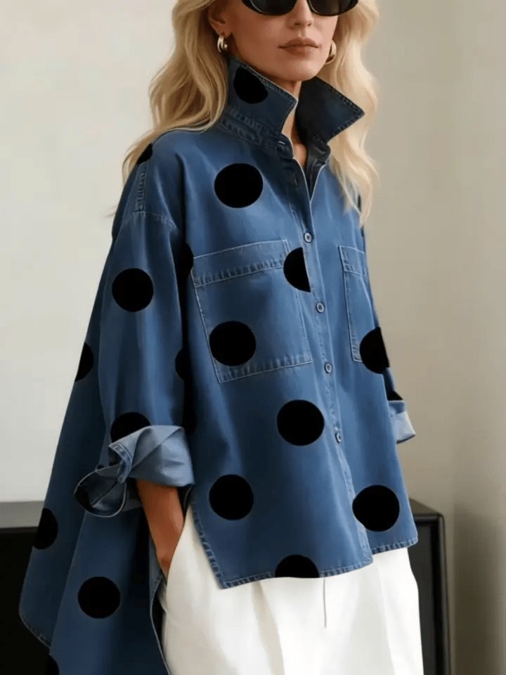 Harper | Women's Oversized Denim Shirt | Polka Dot · PNY