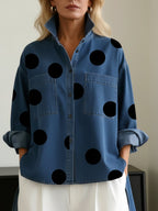 Harper | Women's Oversized Denim Shirt | Polka Dot · PNY