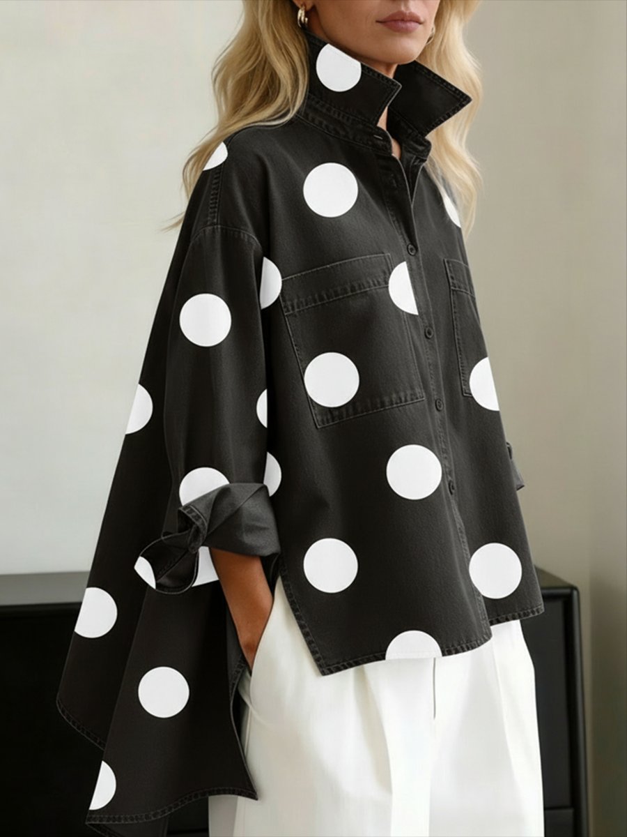 Harper | Women's Oversized Denim Shirt | Polka Dot · PNY
