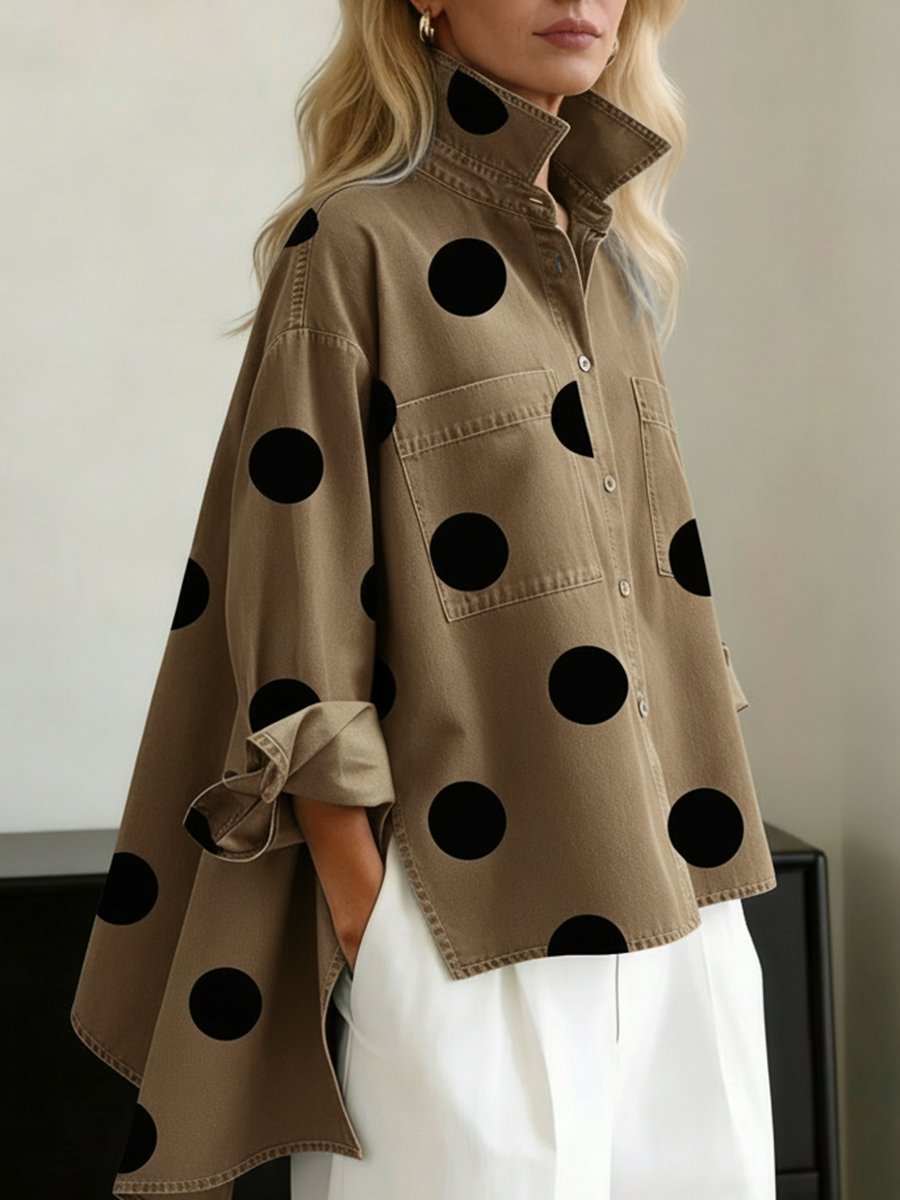 Harper | Women's Oversized Denim Shirt | Polka Dot · PNY