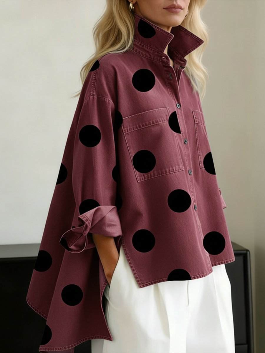 Harper | Women's Oversized Denim Shirt | Polka Dot · PNY