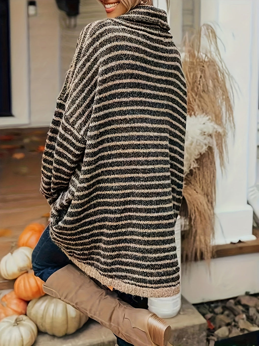 Harper | Women's Oversized Knit Sweater | Striped · PNY