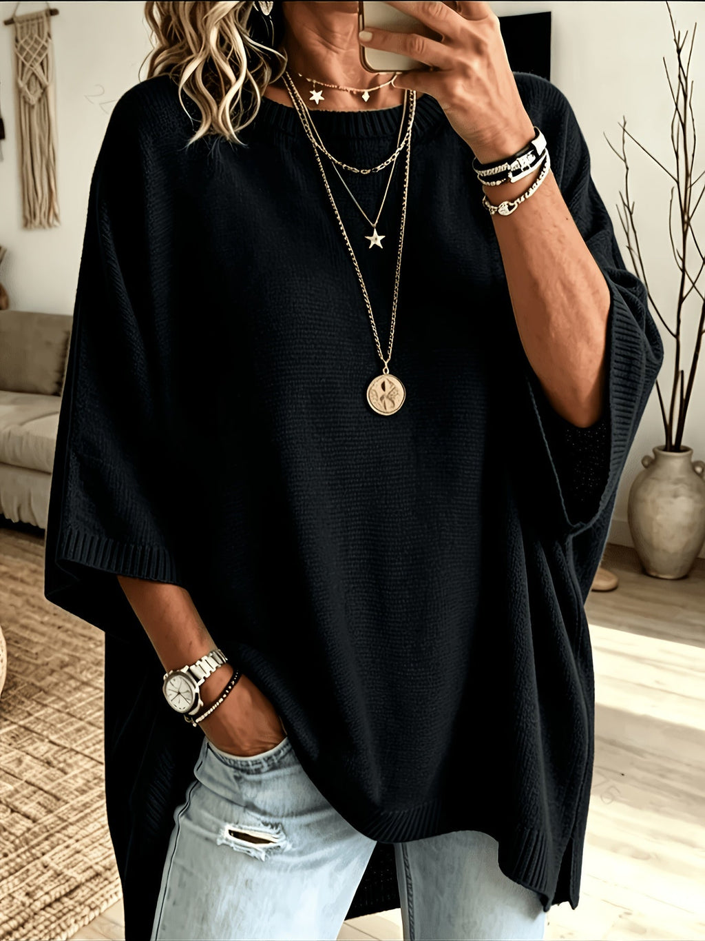 Harper | Women's Oversized Poncho | Knit · PNY