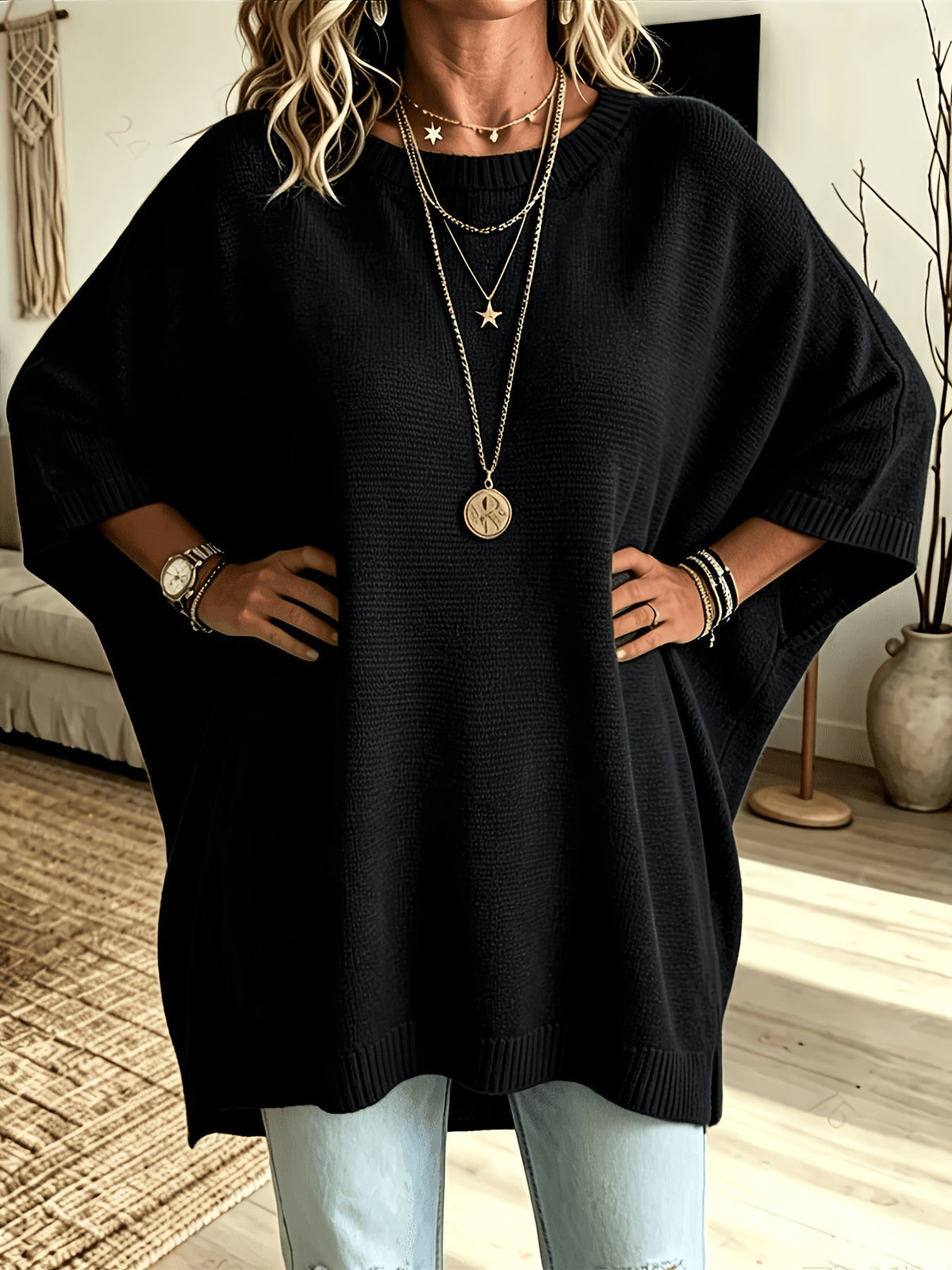 Harper | Women's Oversized Poncho | Knit · PNY