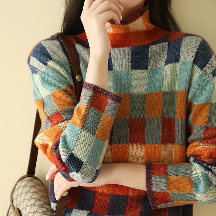 Harper | Women's Oversized Sweater | Checkered Pattern · PNY