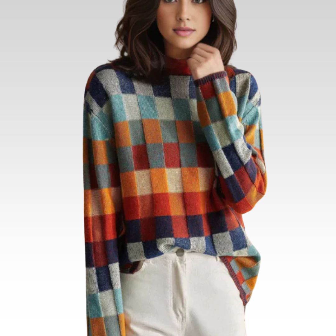 Harper | Women's Oversized Sweater | Checkered Pattern · PNY