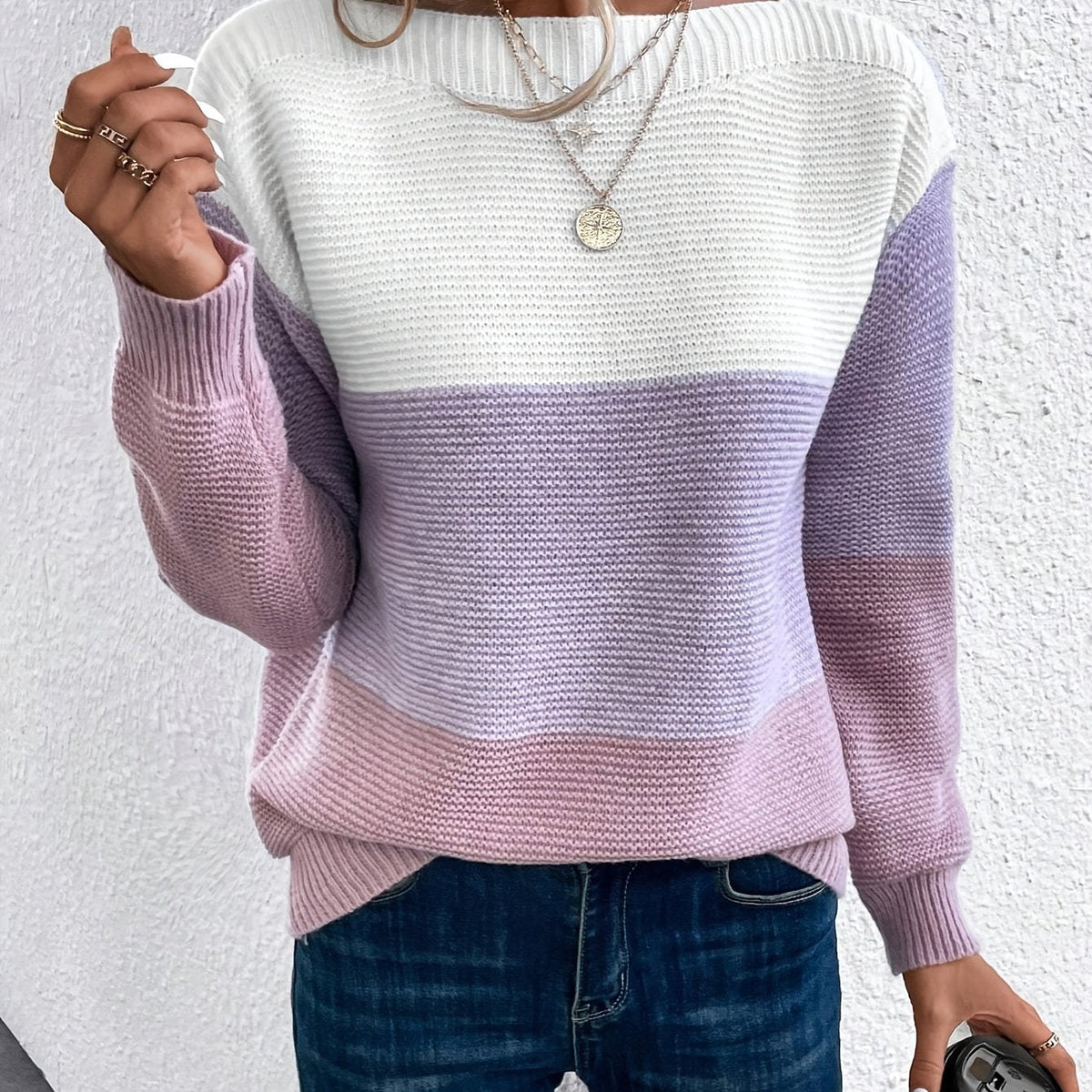 Harper | Women's Oversized Sweater | Color Block Knit · PNY