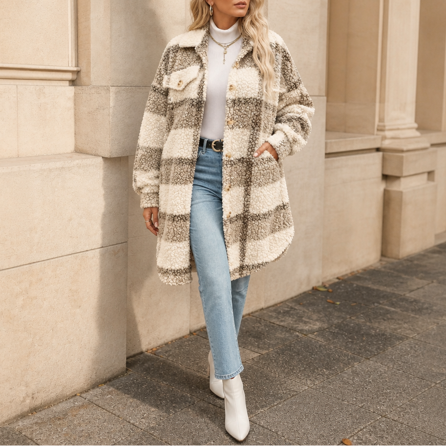 Harper | Women's Plaid Shacket | Sherpa Fleece · PNY