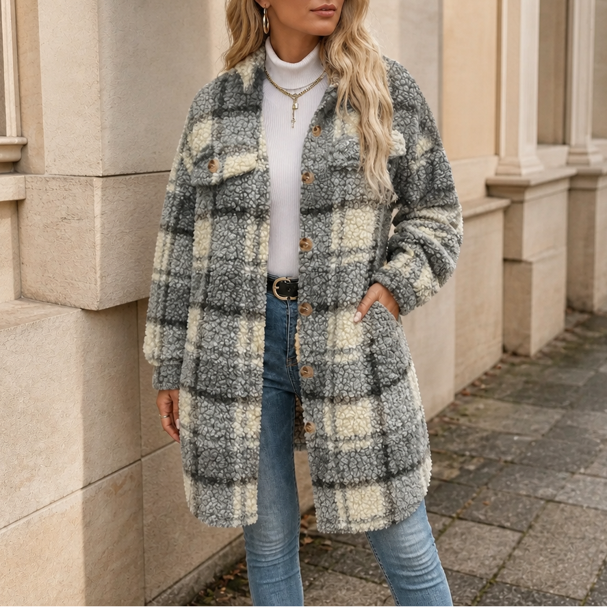 Harper | Women's Plaid Shacket | Sherpa Fleece · PNY