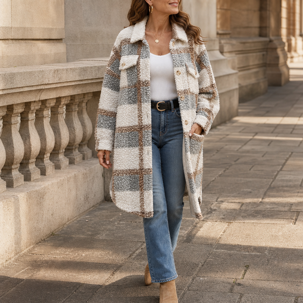 Harper | Women's Plaid Shacket | Sherpa Fleece · PNY