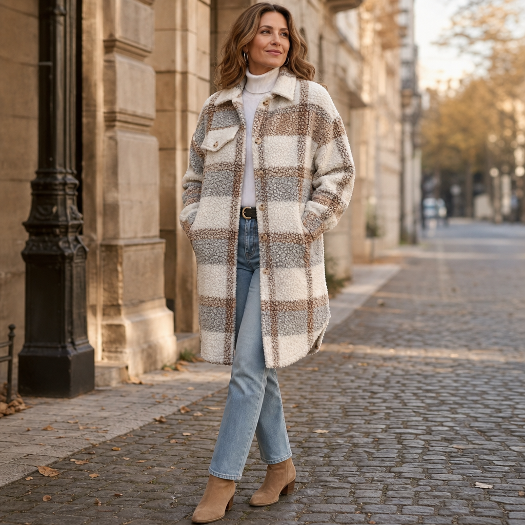 Harper | Women's Plaid Shacket | Sherpa Fleece · PNY