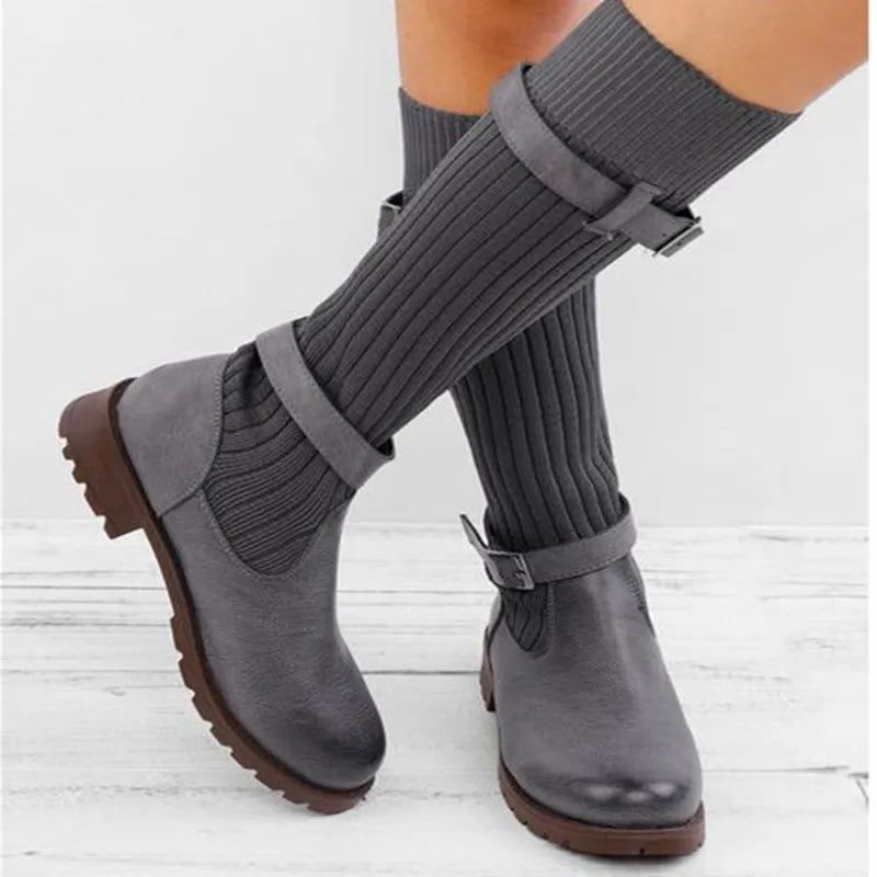 Harper | Women's Slouch Boots | Knit Buckle · PNY