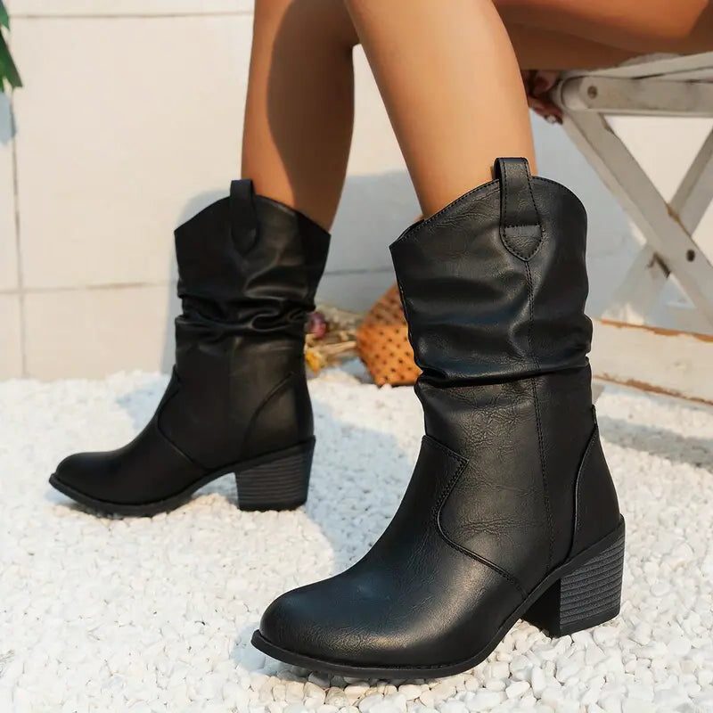 Harper | Women's Slouchy Boots | Block Heel · PNY
