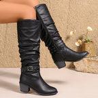 Harper | Women's Slouchy Knee-High Boots | Buckle Strap · PNY