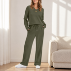 Harper | Women's V-Neck Loungewear Set | Drawstring Pants · PNY