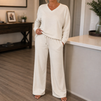 Harper | Women's V-Neck Loungewear Set | Drawstring Pants · PNY