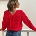 Harper | Women's V-Neck Sweater | Bow Detail · PNY