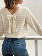 Harper | Women's V-Neck Sweater | Bow Detail · PNY