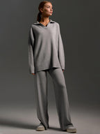 Harper | Women's Wide-Leg Knit Set | Collared Top · PNY