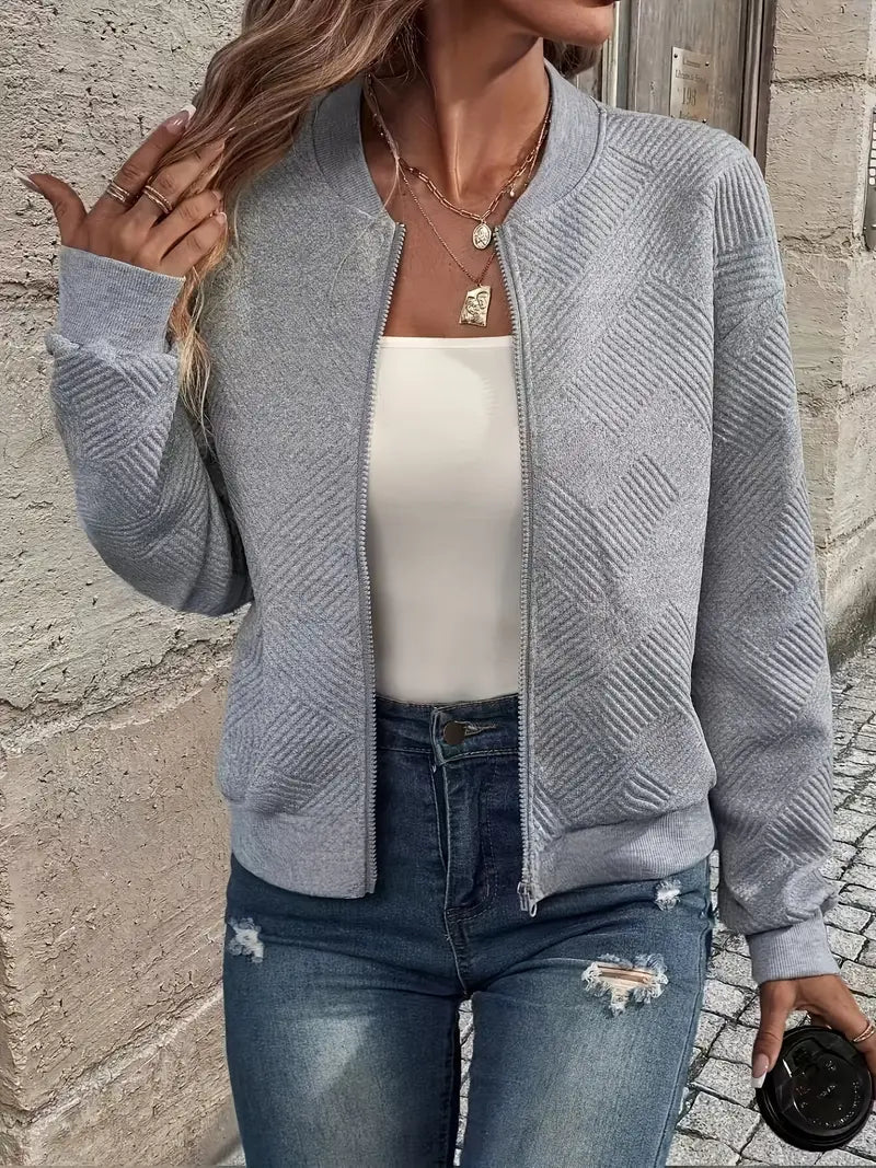 Harper | Women's Zip-Up Bomber Jacket | Textured Knit · PNY