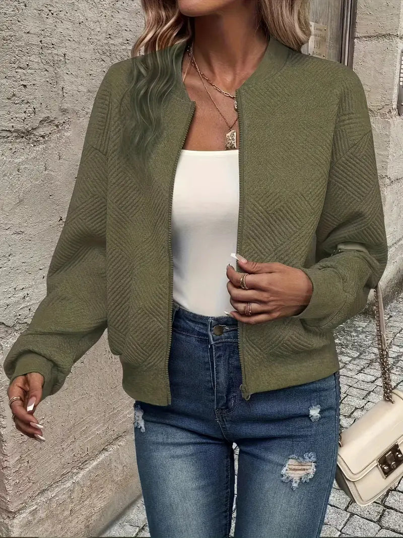 Harper | Women's Zip-Up Bomber Jacket | Textured Knit · PNY