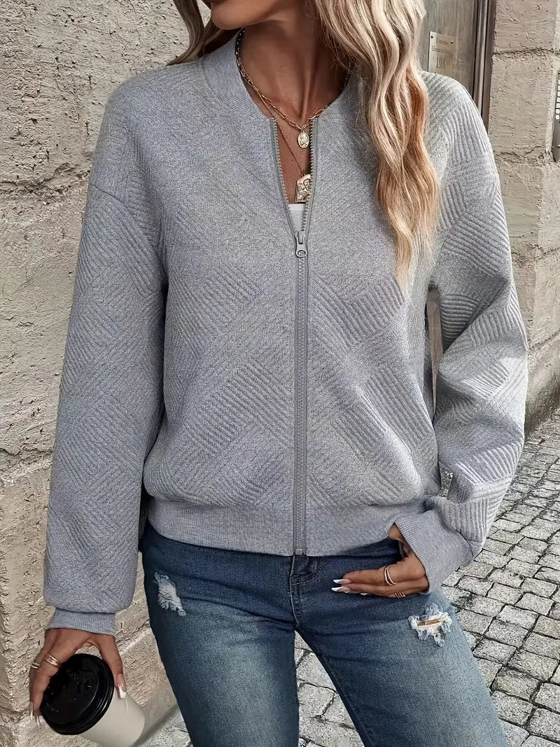 Harper | Women's Zip-Up Bomber Jacket | Textured Knit · PNY