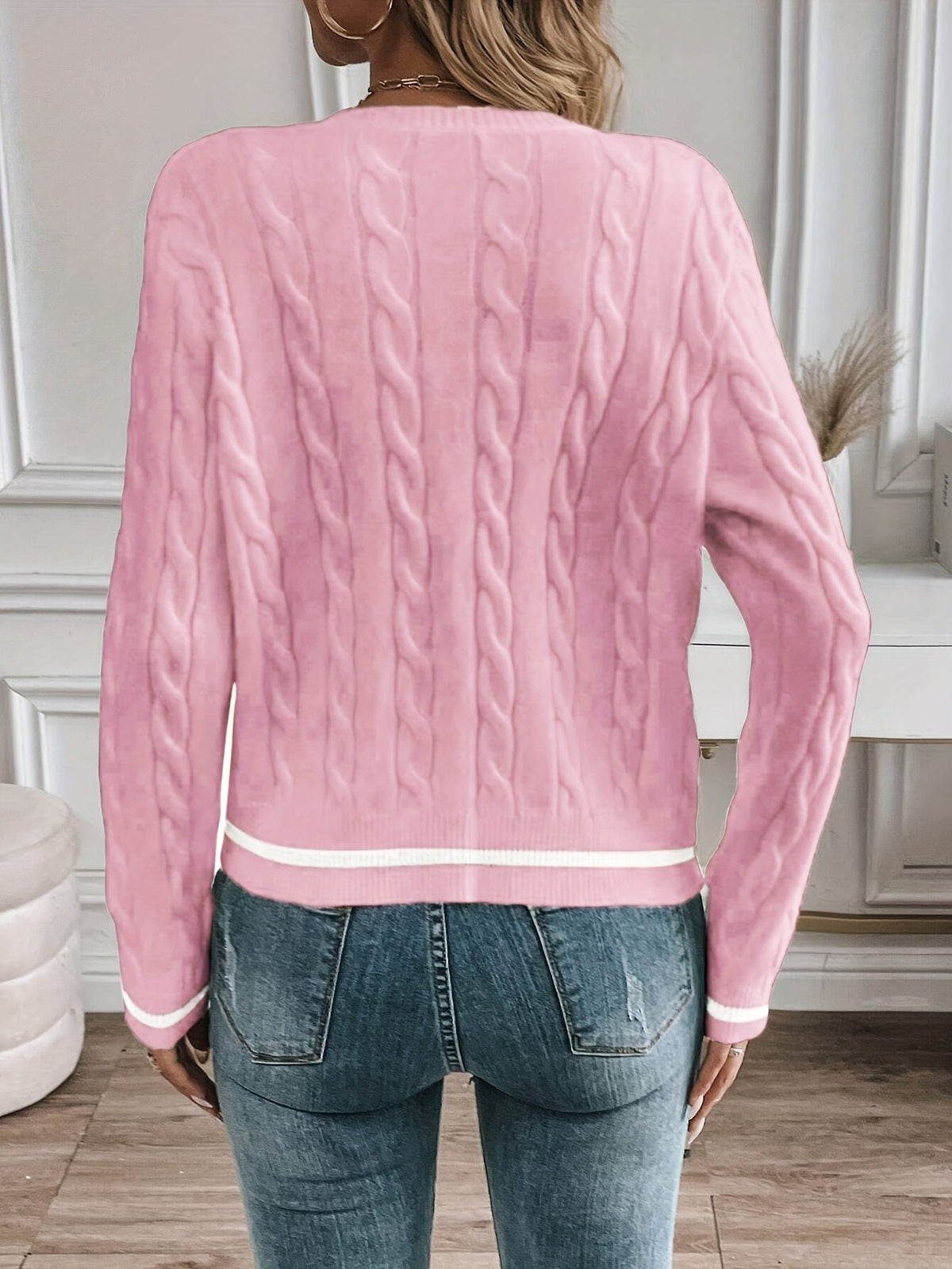 Hazel | Women's Button-Up Cardigan | Cable Knit · PNY