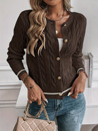 Hazel | Women's Button-Up Cardigan | Cable Knit · PNY