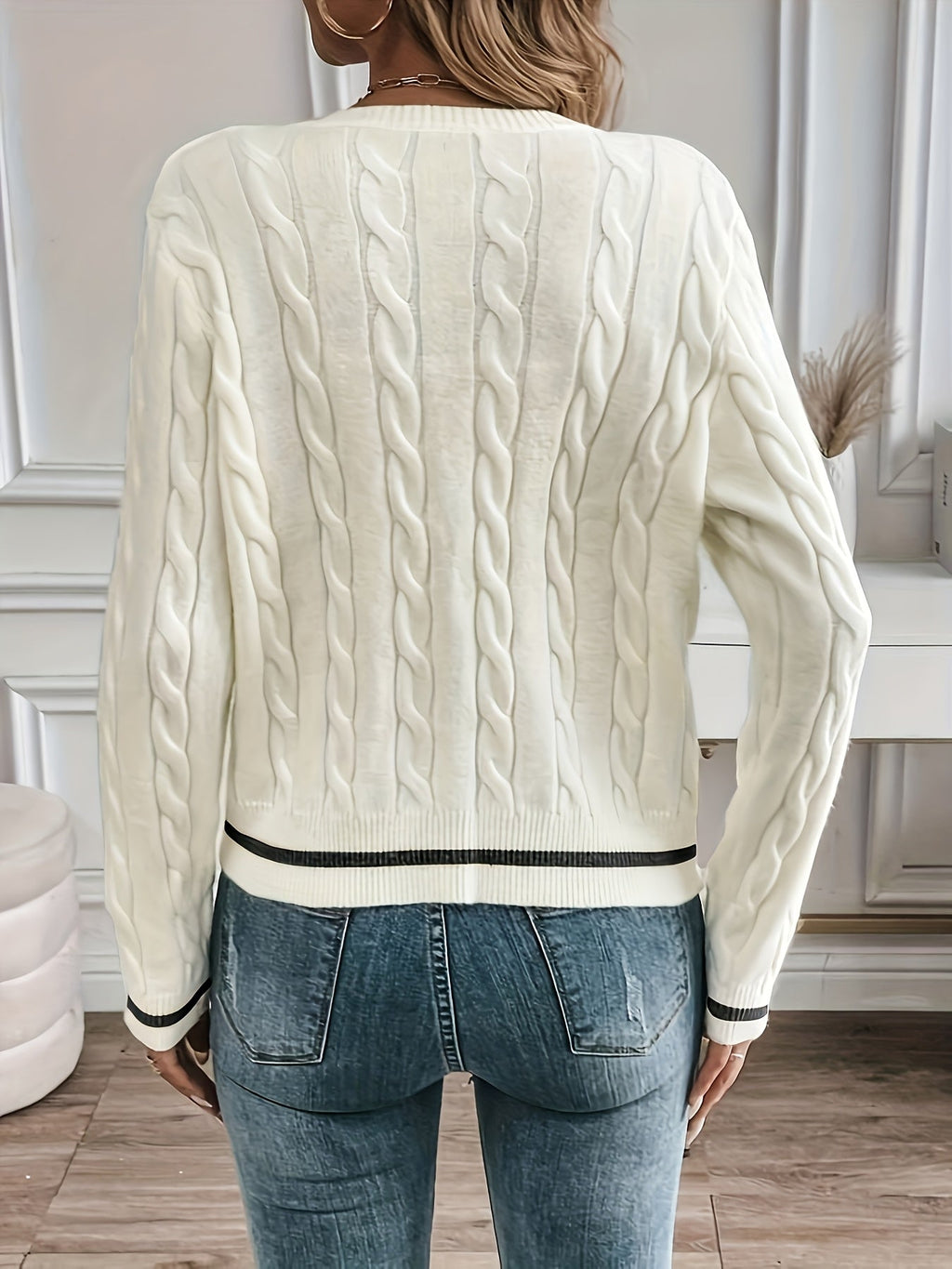 Hazel | Women's Button-Up Cardigan | Cable Knit · PNY