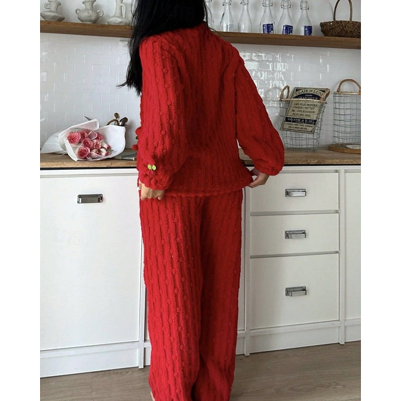 Hazel | Women's Button-Up Pajama Set | Fleece · PNY