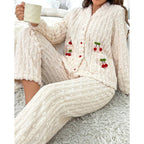 Hazel | Women's Button-Up Pajama Set | Fleece · PNY