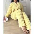 Hazel | Women's Button-Up Pajama Set | Fleece · PNY