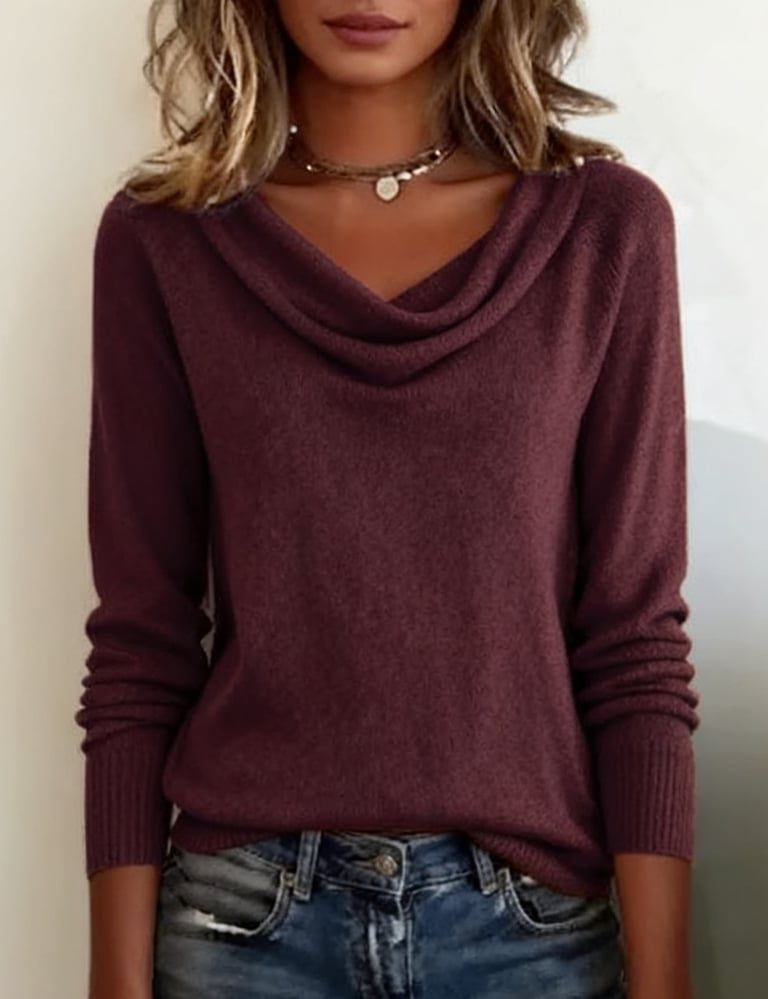 Hazel | Women's Cowl Neck Sweater | Cozy Knit · PNY