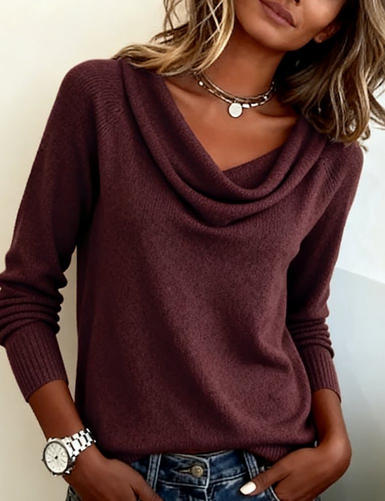 Hazel | Women's Cowl Neck Sweater | Cozy Knit · PNY